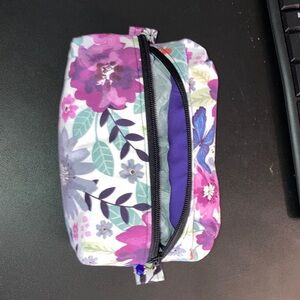 Floral Print Everything Bag with Zipper Purple Red Black Purple charm dangle